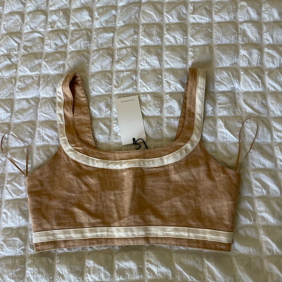 7 for All Mankind linen blend casual crop top - Picture 1 of 7